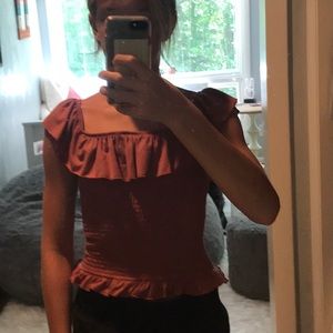 Maroon crop top with ruffles